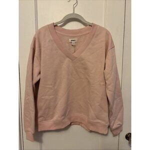 Pact Calla VNeck Sweatshirt Blush Pink Organic Cotton Blend Sz Small NWT